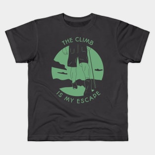 The climb is my escape Mountain rock climbing Kids T-Shirt